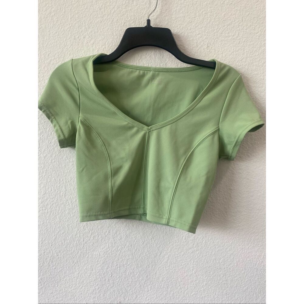 Aerie Ribbed Goals Green Top Size S - Picture 2 of 5